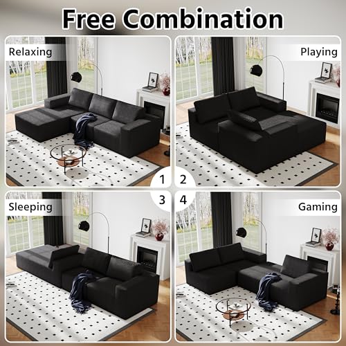 Cloud Modular Sectional Couch with L-Shape Chaise, White D960714