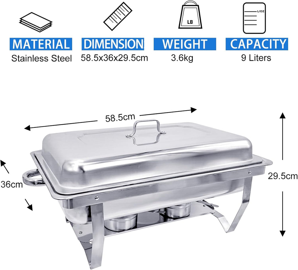 Chafing Dish Buffet Set 4 Pack 8QT Half Size Food Warmer Chafer I960957