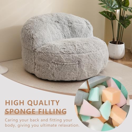 BYBYME Giant Faux Fur Bean Bag Chair for Adults with Filler T1937