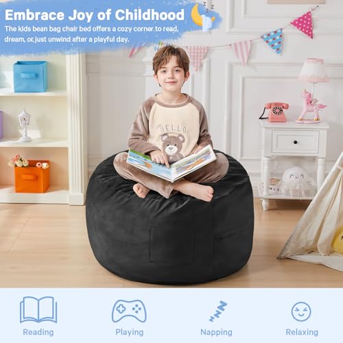 Giant Bean Bag Chair for Adults Convertible Bed with Microfiber Cover Charcoal G62613