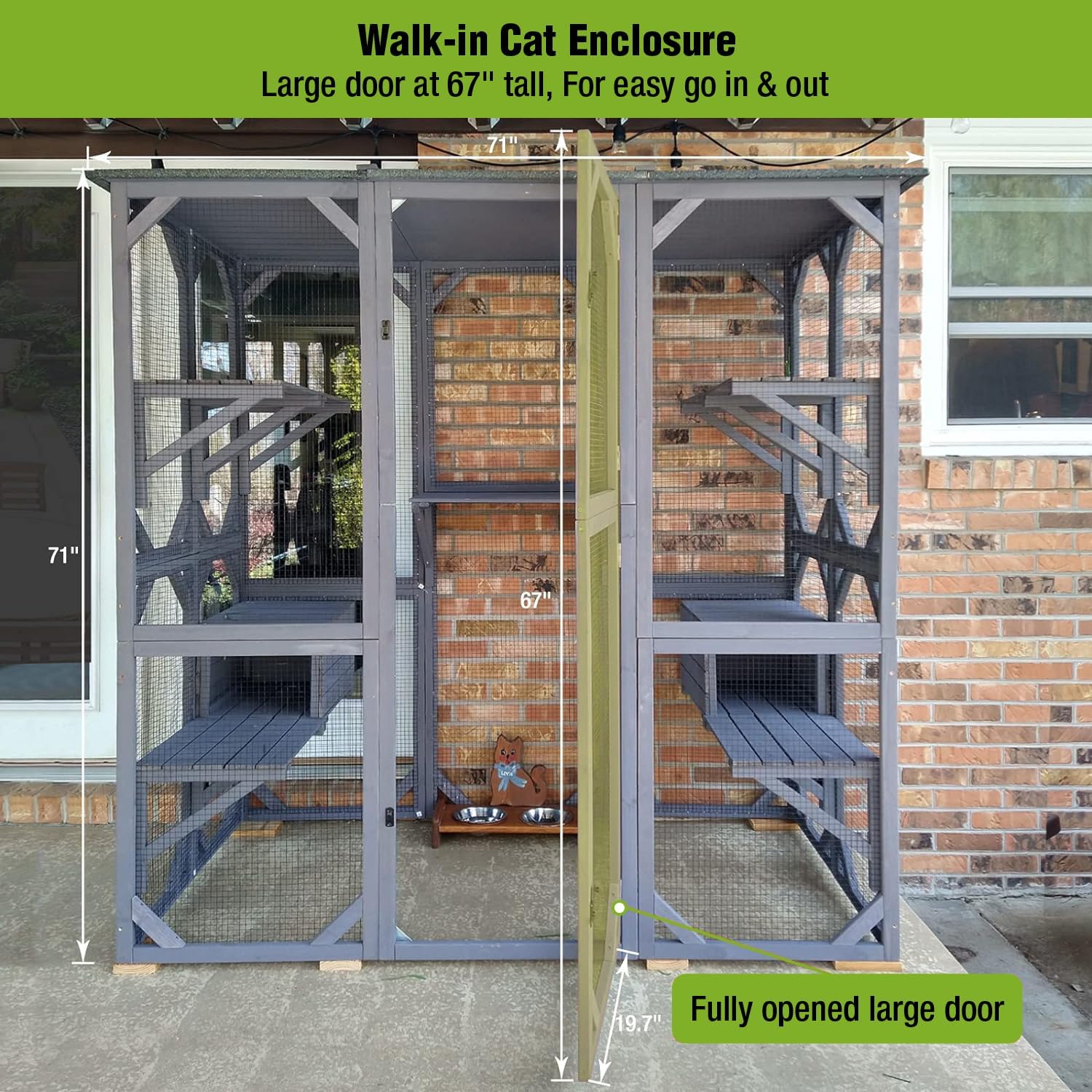 Gutinneen Large Catio Outdoor Cat Enclosure with Door, Platform & House S70001