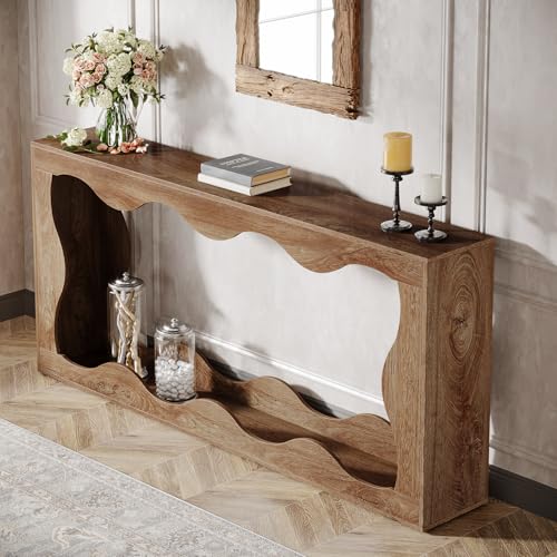Tribesigns 63 Inches Farmhouse Console Table with Storage, Brown T384