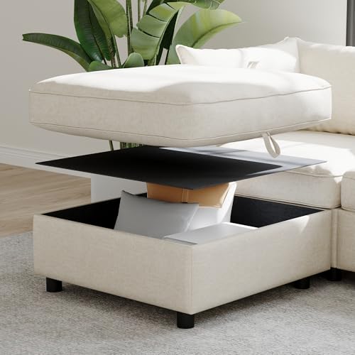 Oversized Modular Sectional Sofa with Movable Ottomans, U-Shaped Chenille J2923
