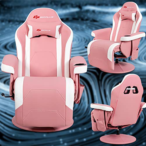 Goplus Massage Gaming Chair, Racing Recliner with Footrest, PU Leather N121