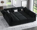 Belffin Modular Velvet Sectional Sofa with Chaise Lounge and Storage, Grey T418154