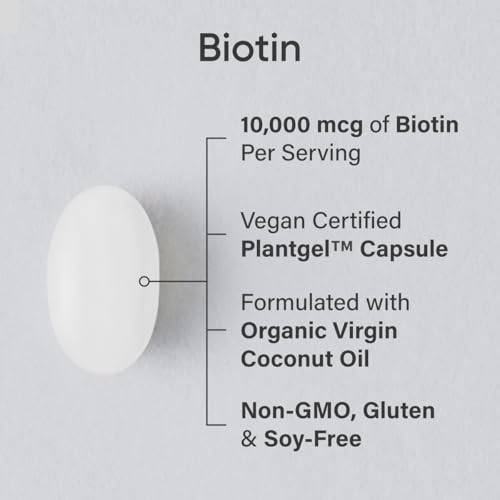 Sports Research Vegan Biotin 10,000mcg with Coconut Oil, 120 Softgels W9216
