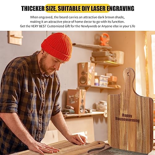 Acacia Wood Cutting Board with Handles for Engraving, 15 x 7 Inch, 6 Pack O2022