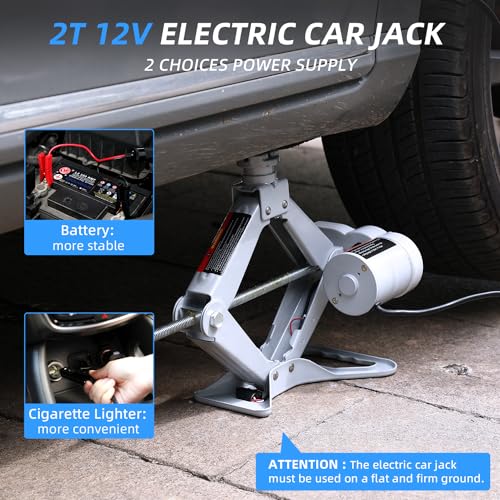 STANDTALL Electric Car Jack 3T 12V Scissor Floor Jack Set for Sedans and SUV Y29463