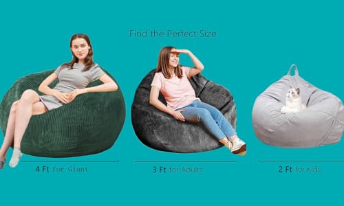 Faux Fur Bean Bag Chair for Adults with Filling, Blue J1419