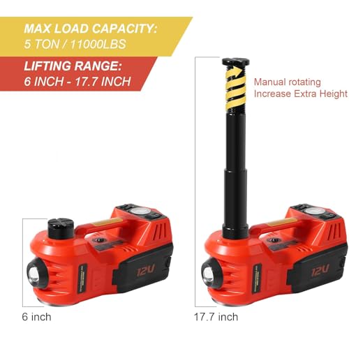 5 Ton 12V Electric Car Jack Kit with Impact Wrench and Tire Inflator V130295