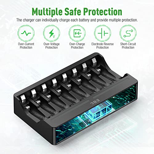 EBL 8 Pack Rechargeable Lithium AA Batteries with Charger B631
