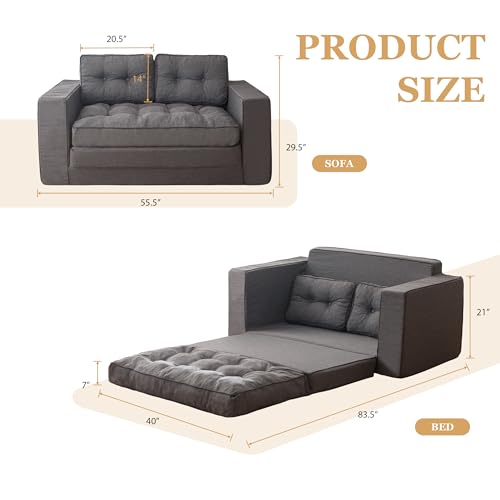 YOSHOOT Loveseat Sleeper Sofa 55" Convertible Sofa Bed Couch with Reclining Backrest U145129