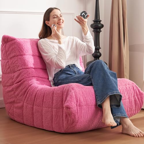 Bean Bag Chair Big Sofa for Adults with Memory Foam, Black Plush A2357