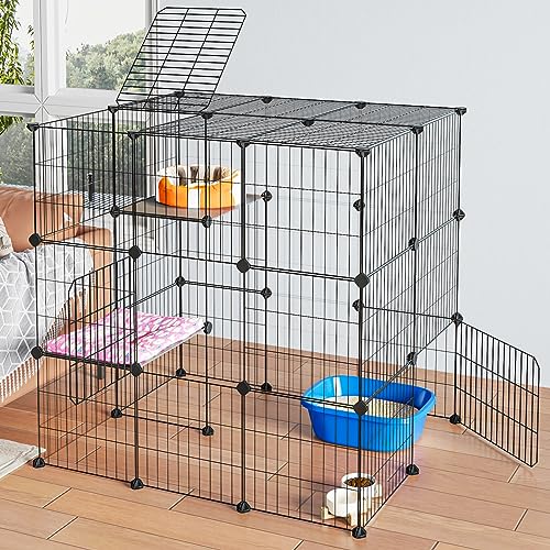 3-Tier Cat Cage Indoor Enclosure DIY Catio Detachable Metal Wire Kennel Large N50131