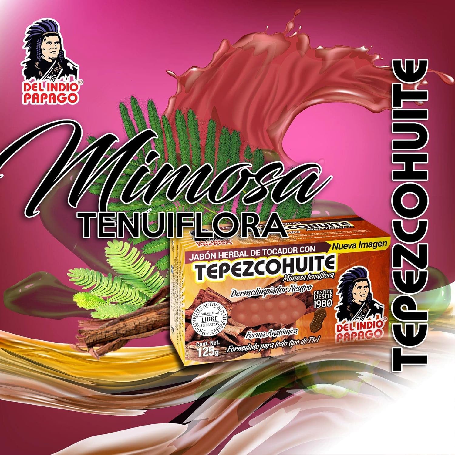 Del Indio Papago Neutral Bar Soap with Tepezcohuite 125g H37079