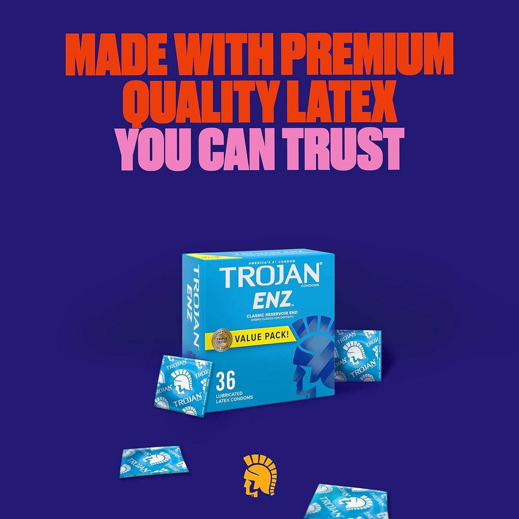 TROJAN ENZ Lubricated Condoms, Latex, 36 Count H473