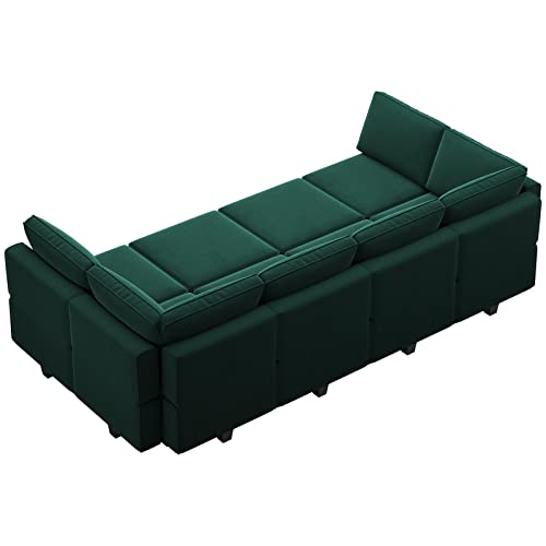 Belffin Modular Velvet Sectional Sofa with Chaise Lounge and Storage, Grey T418154