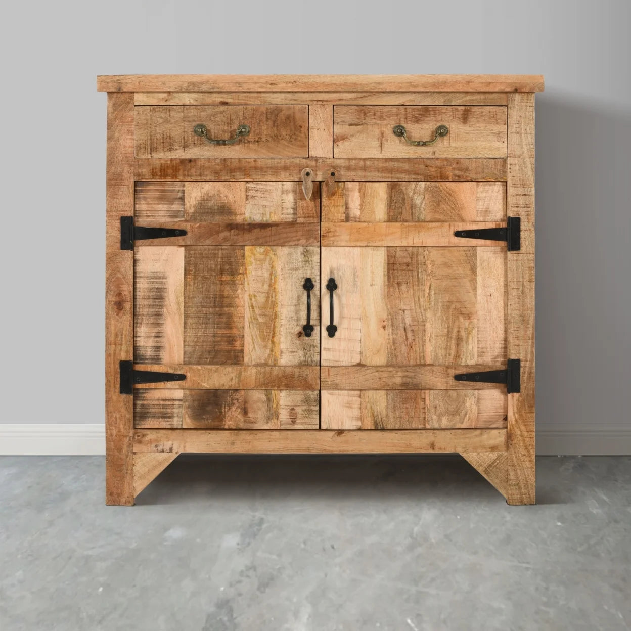 Saltoro Sherpi 39 Inch Mango Wood Console Cabinet with 2 Drawers and 2 Doors G27976