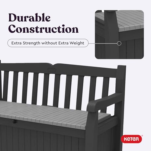 Keter Solana 70 Gallon Storage Bench Deck Box, Graphite S75770