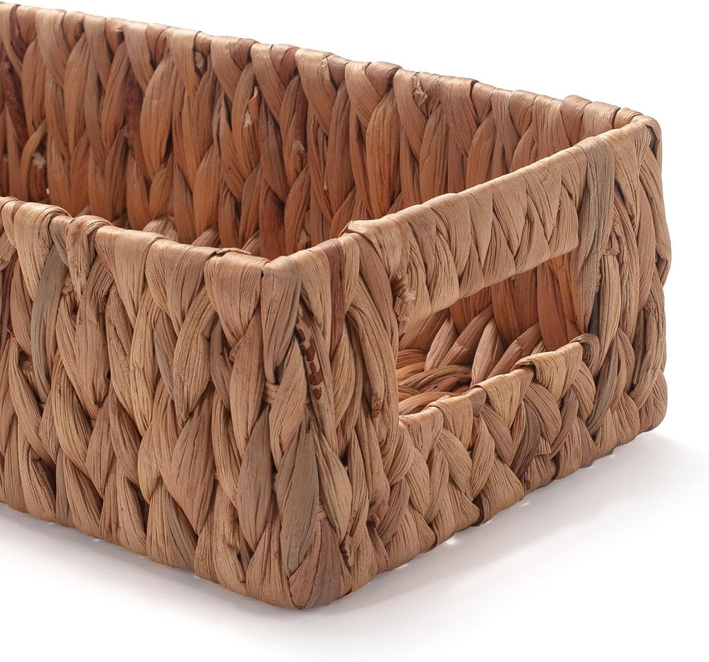 Water Hyacinth Wicker Toilet Paper Basket with Handles for Bathroom Storage D137