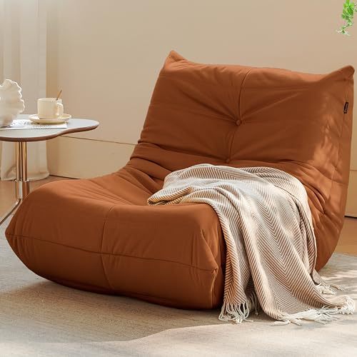 Bean Bag Chair for Adults Suede Microfiber Fireside Floor Chair 3-Seater Beige F151744