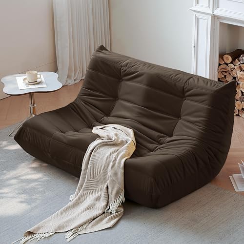 Bean Bag Chair for Adults Suede Microfiber Fireside Floor Chair 3-Seater Beige F151744