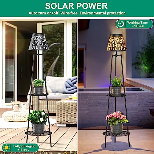 2 Pack Solar Lights Outdoor with Plant Stands - Metal Tripod Patio Decor M835880