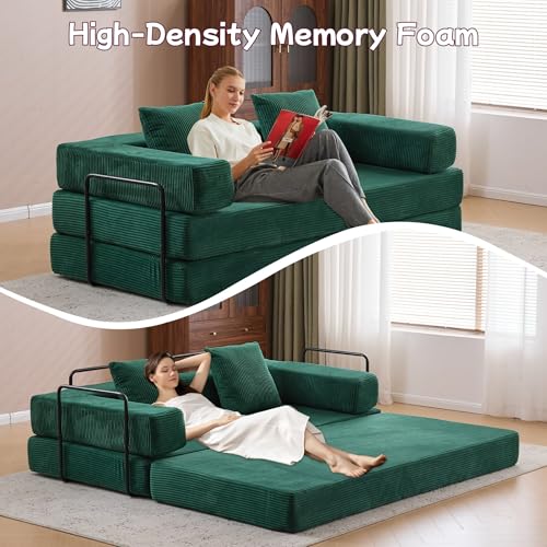 Convertible Floor Sofa Bed with Pillow Back and Armrest, Chenille, Dark Gray N4509