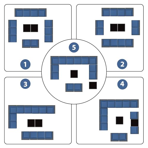 KIGOTY Patio Furniture Set 7 Pieces Outdoor Sectional Sofa with Cushions and Glass Coffee Table B60021