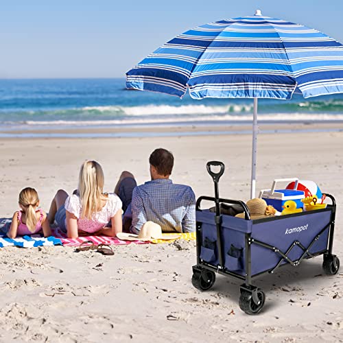 Collapsible Wagon Cart for Grocery, Beach, and Shopping, 220lb Capacity, Black V210