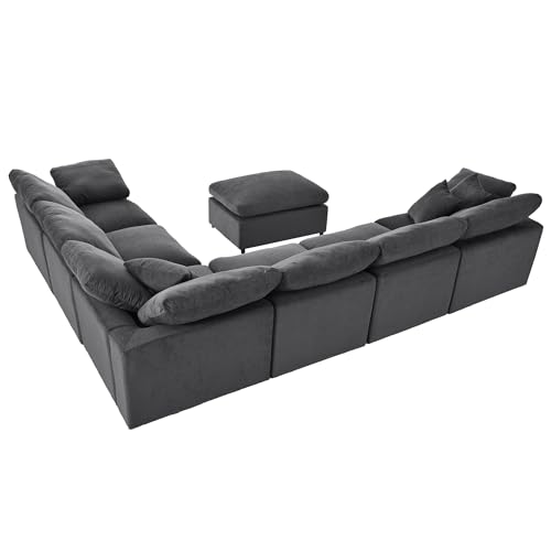 Oversized Modular Sectional Sofa with Movable Ottoman E909