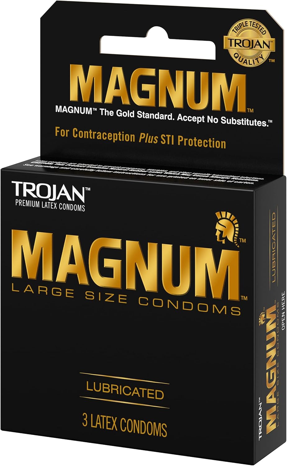 Trojan Magnum Condoms Large Lubricated Latex, 3 ct Pack of 5 R888059