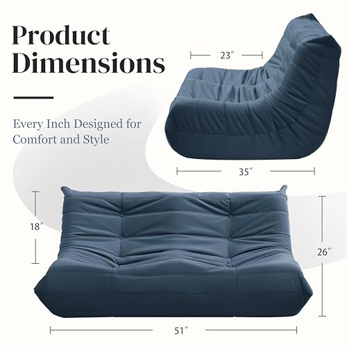 Bean Bag Chair for Adults Suede Microfiber Fireside Floor Chair 3-Seater Beige F151744