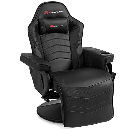 Goplus Massage Gaming Chair, Racing Recliner with Footrest, PU Leather N121