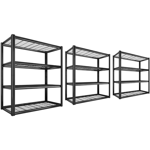 REIBII 40" W Garage Shelving 4-Tier Heavy Duty Adjustable Metal Shelves G342