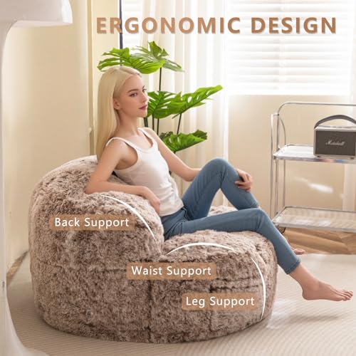 BYBYME Giant Faux Fur Bean Bag Chair for Adults with Filler T1937