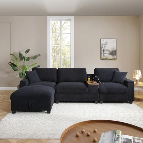 Oversized Modular Sectional Sofa with Movable Ottoman E909