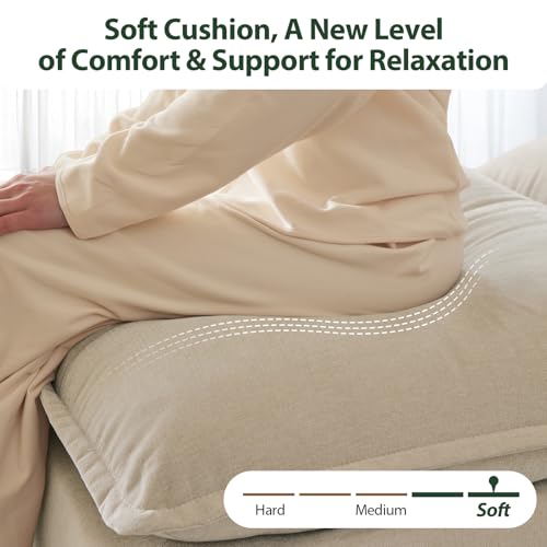 Cloud Couch Sectional L Shaped Modular Sofa Chenille Ivory Beige U4155