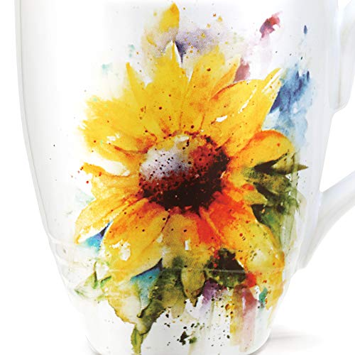 DEMDACO Dean Crouser Lavender Flower Watercolor Blue Ceramic Stoneware Mug V79297