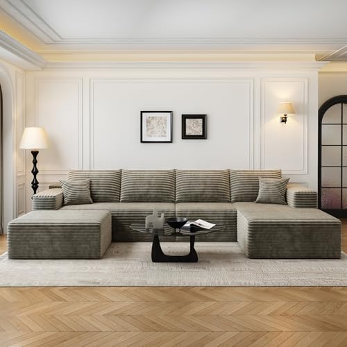 Cloud Modular Sectional Sofa with Ottoman, U Shaped, Black M332378