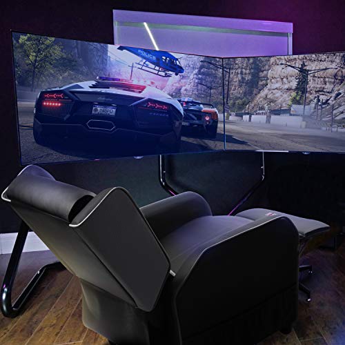 LEMBERI Gaming Recliner Chair PU Leather Ergonomic Racing Style Grey B4055