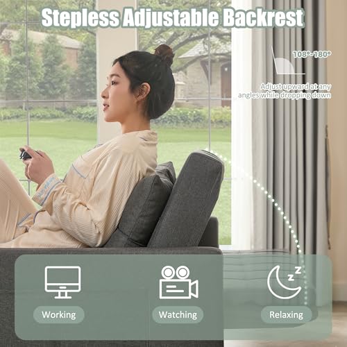 52" Sleeper Sofa with Pull-Out Bed, 3-in-1 Convertible, Linen, Light Gray E80103