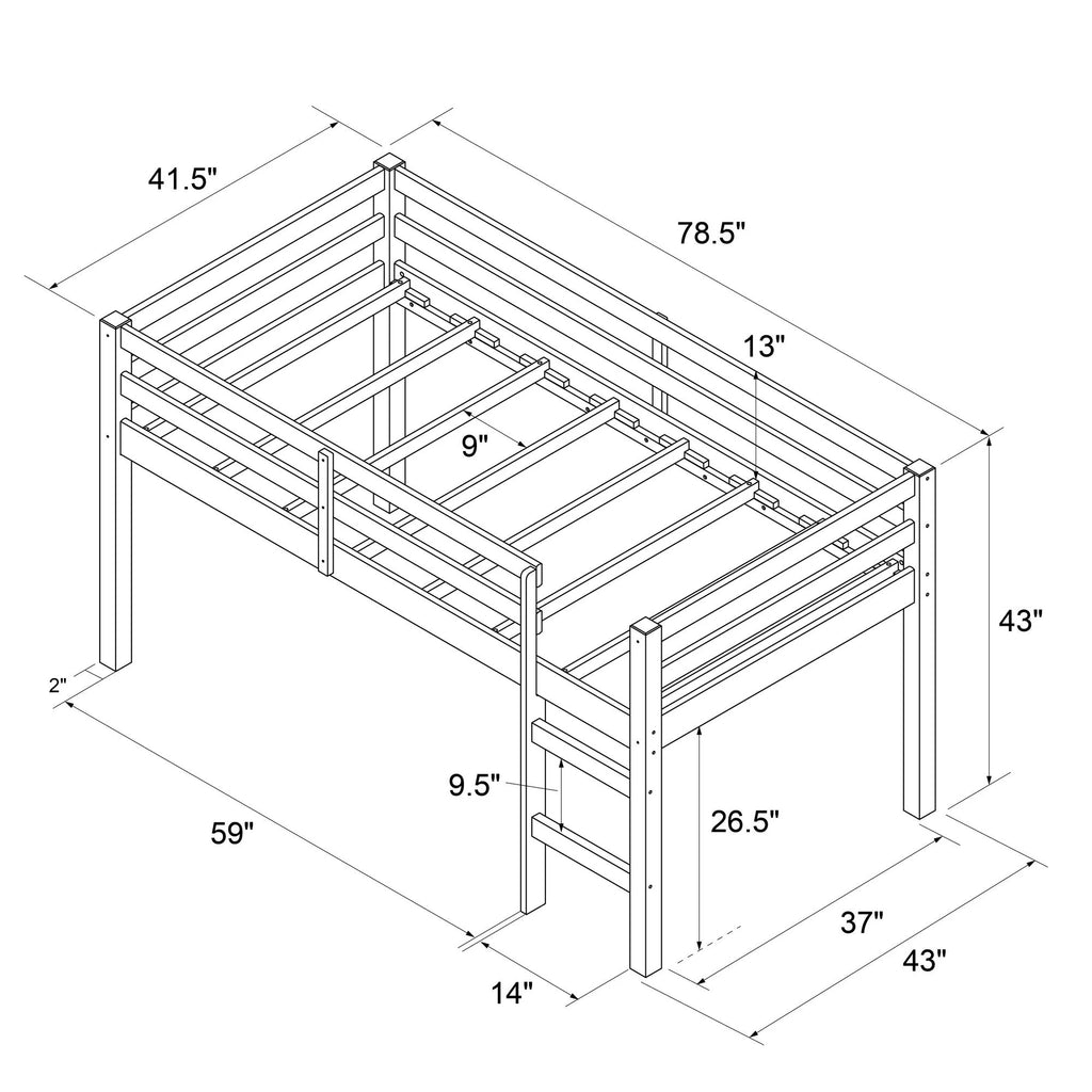 DHP Benson Junior Twin Loft Bed, Blue A41957