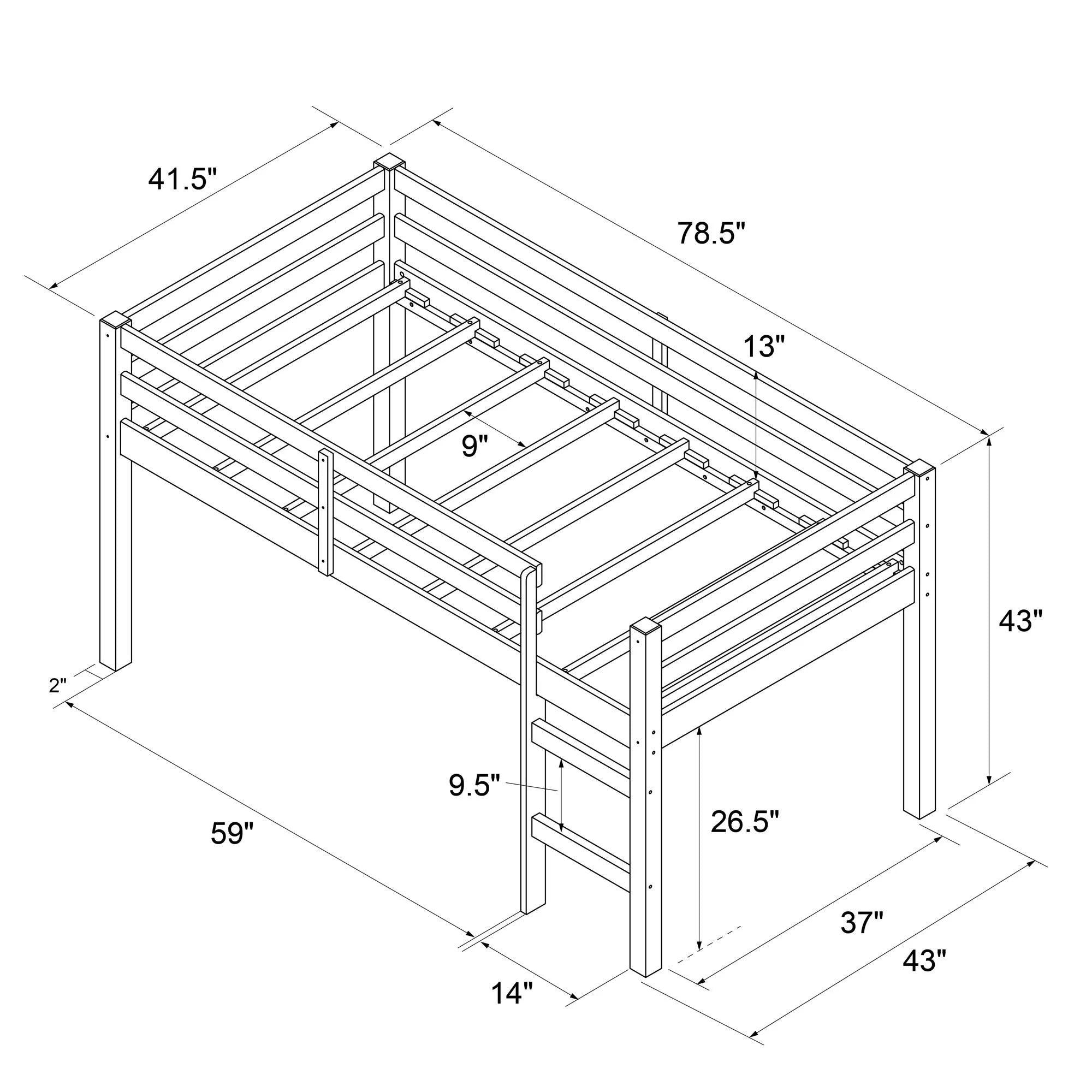 DHP Benson Junior Twin Loft Bed, Blue A41957