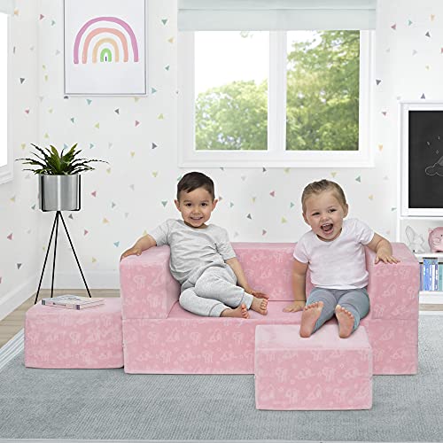 Delta Children Serta Perfect Sleeper Convertible Sofa & Play Set with 2 Ottomans, Grey O22117