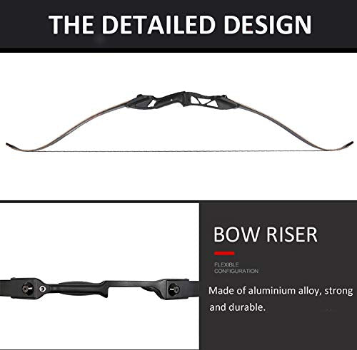 Toparchery Archery 56" Takedown Recurve Bow Metal Riser Right Hand Black T792409