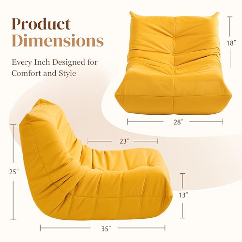 Bean Bag Chair for Adults Suede Microfiber Fireside Floor Chair 3-Seater Beige F151744