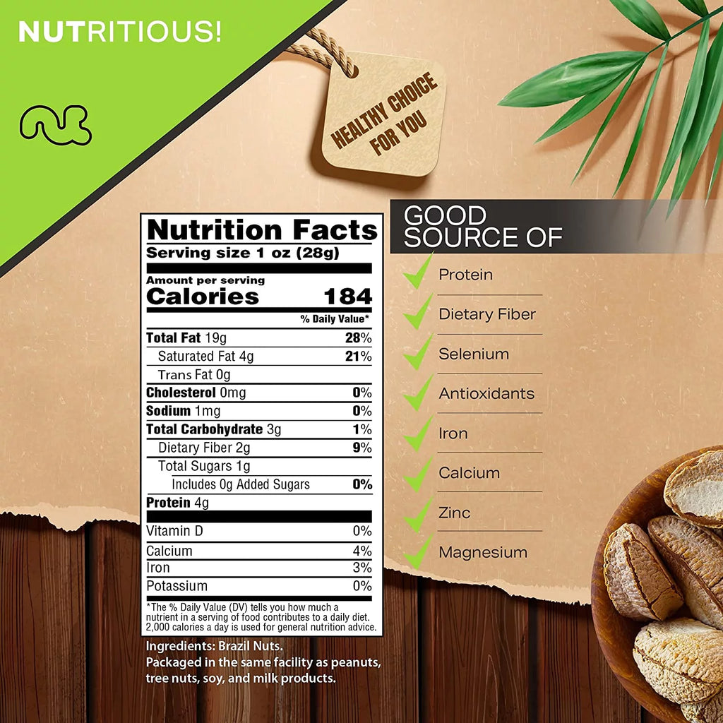 Nut Cravings Brazil Nuts, Raw In Shell, Whole 32oz V6414