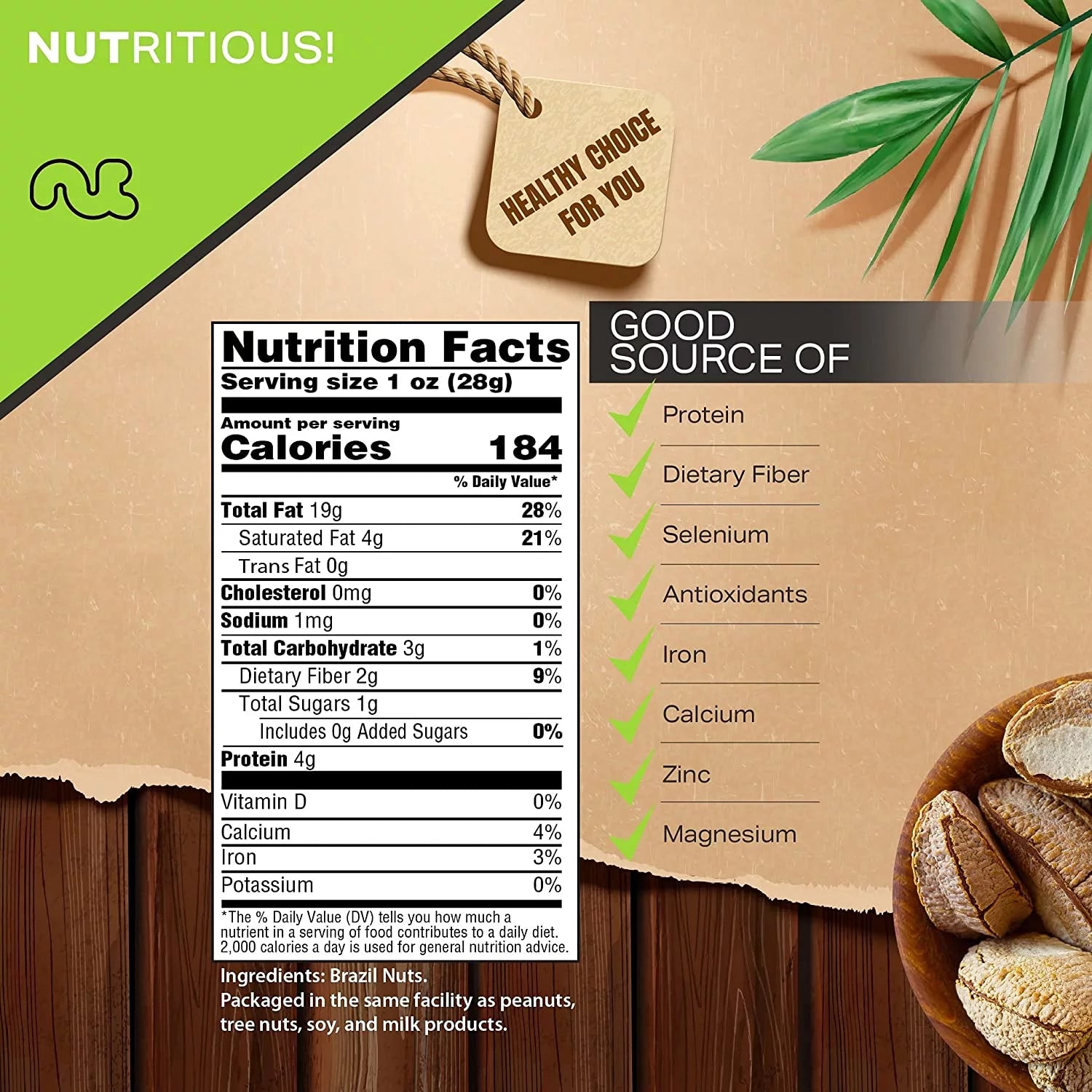 Nut Cravings Brazil Nuts, Raw In Shell, Whole 32oz V6414