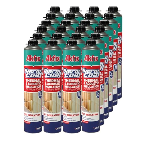 Akfix Thermcoat Spray Foam Insulation Kit (20 Board Feet) - Wall & Attic Insulation Foam Spray, Polyurethane Expanding Foam, Closed Cell Spray Foam Insulation Kit, Gun&Cleaner Included | 1 Pack Set
